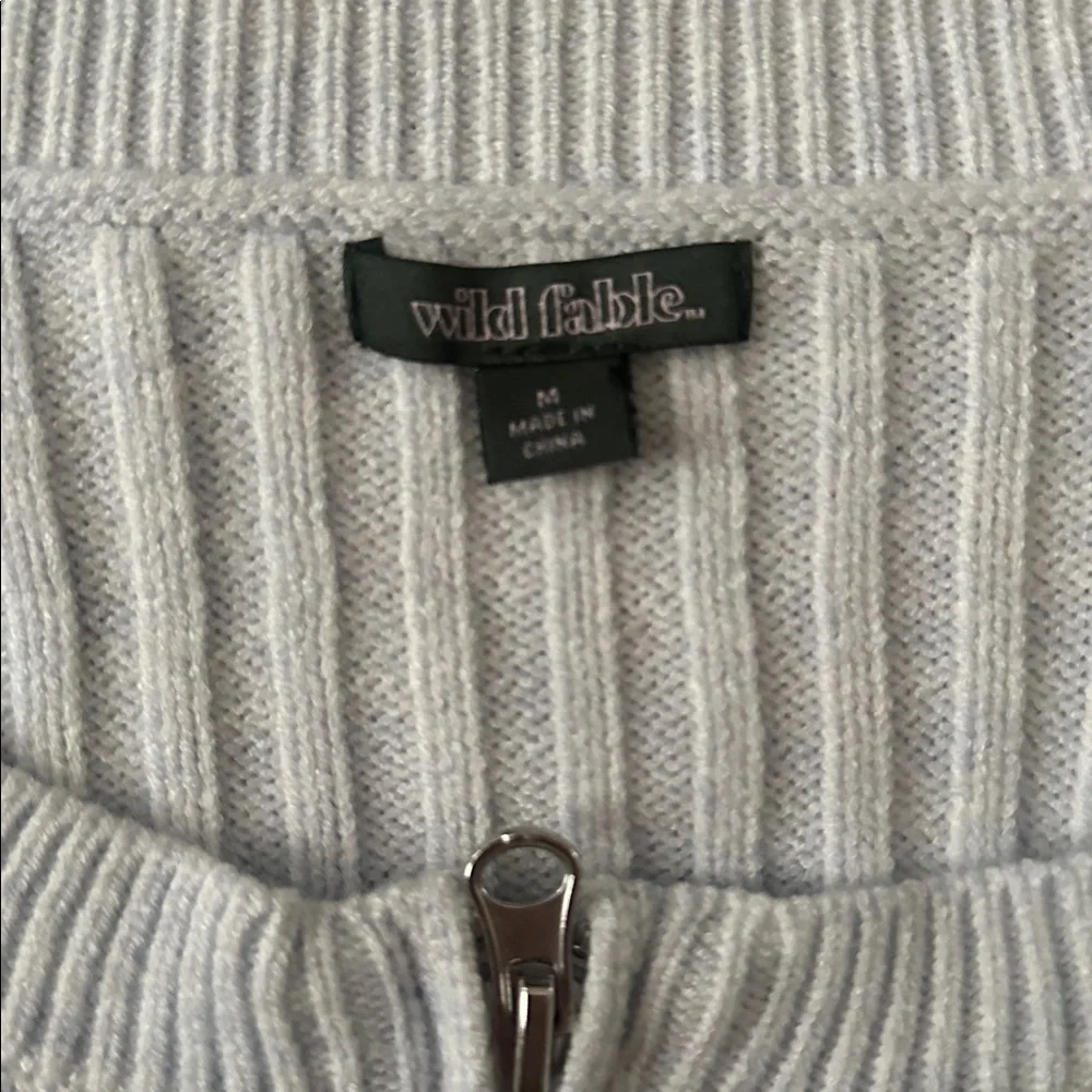 Wild Fable Light Gray/Blue Ribbed Cropped Cardigan - Picture 2 of 4